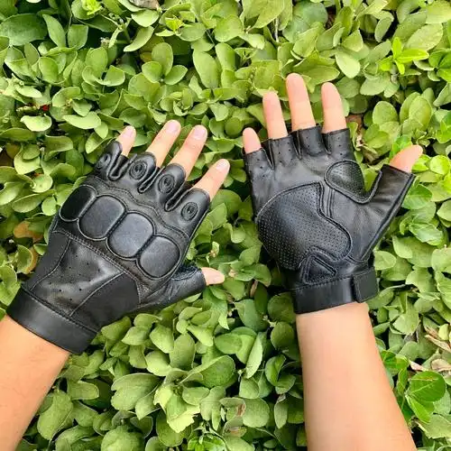 真皮半指战术手套男安保安防巡逻雪豹猎鹰特种兵作战训练配发手套