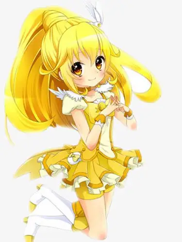 卡通立绘黄头发跳起来的女孩