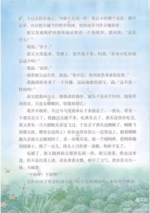 语文五年级下册第二课《祖父的园子》课文预习辅导要点