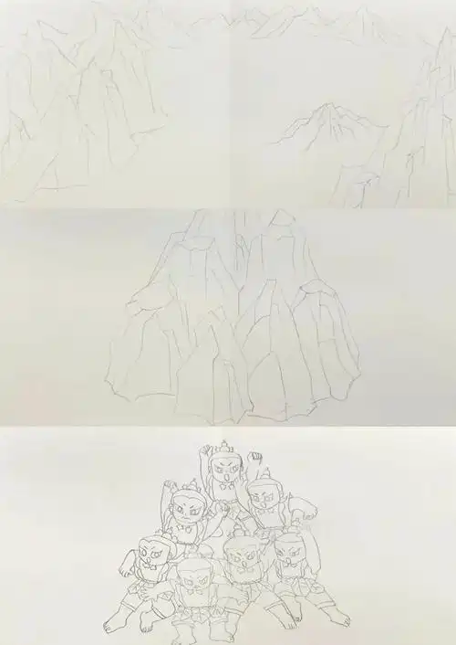 一张画出连绵起伏的群山, 一张以折线为对称轴画出葫芦娃七人, 3,接