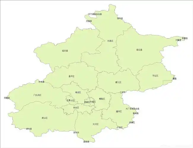 北京市行政边界划分矢量图
