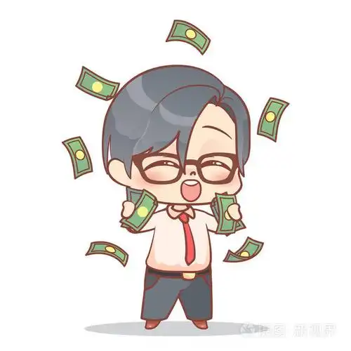 一个商人很高兴有很多钱现金雨可爱的男孩赚钱孩子储蓄和金融矢量漫画