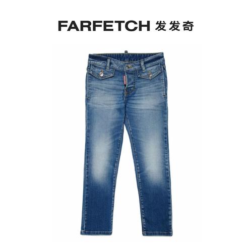 dsquared2童装logo刺绣修身牛仔裤farfetch发发奇