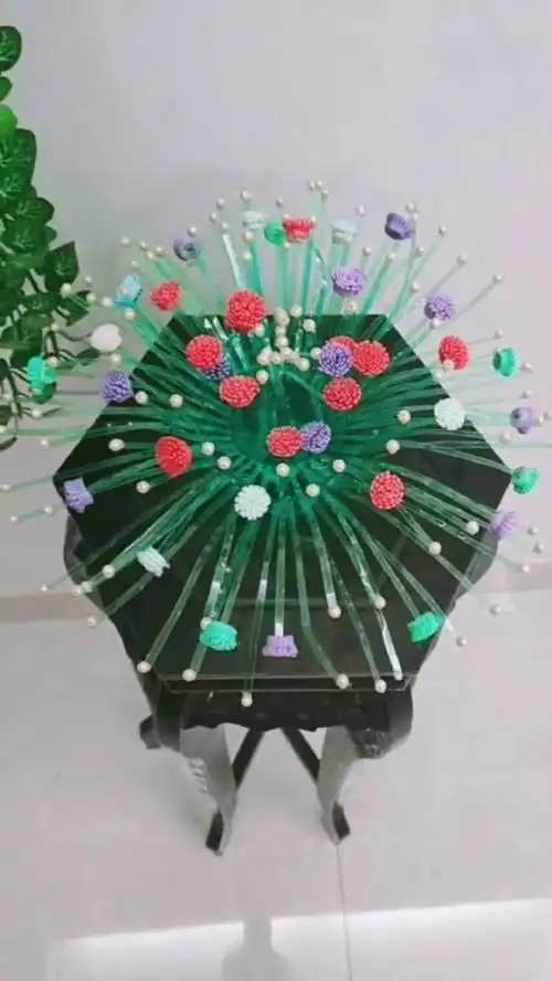 雪碧瓶子和吸管做的盆花摆件,喜欢吗?学起来!