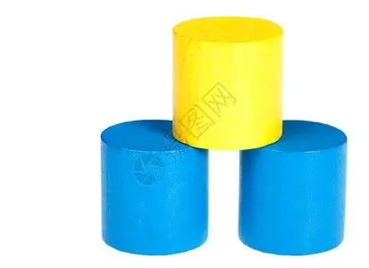 蓝色被警方木色圆柱体它在白色背景上被隔离背景