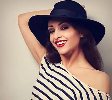 高兴,露齿,微笑,化妆,女模特,黑色,优雅,旧式,头像