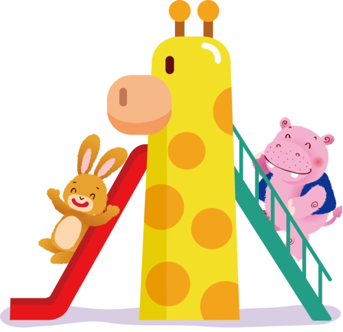 卡通玩滑梯的小动物