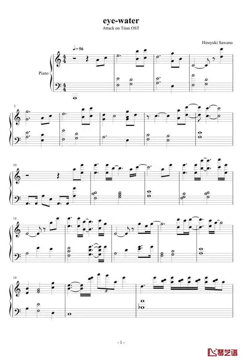 eyewater钢琴谱进撃的巨人attackontitan泽野弘之