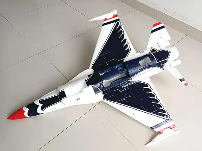 f16仿真遥控战斗机航模6通固定翼f16涵道64-70雷鸟涂装固定起落架