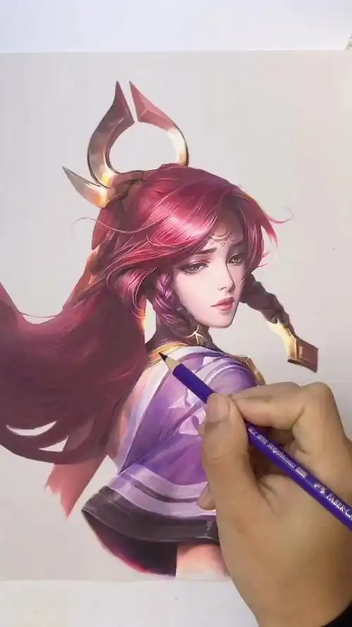 手绘伽罗小姐姐,醉爱那回眸一瞬