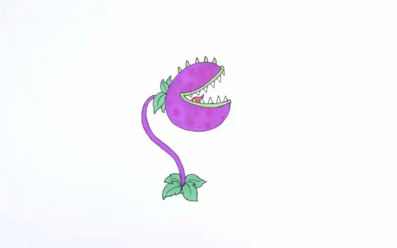 大嘴花食人花创意简笔画手绘植物大战僵尸经典回顾