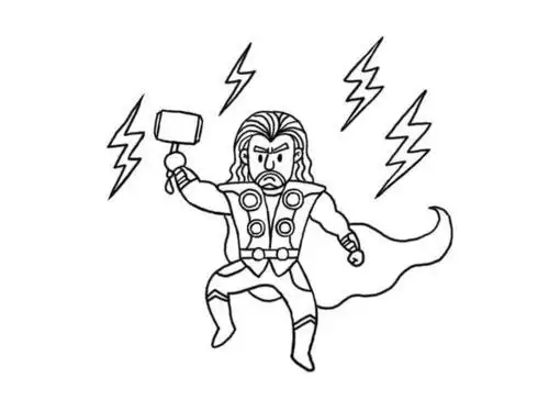 漫威英雄简笔画雷神