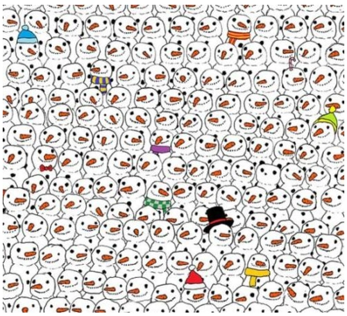杜达斯作画,让网友在上百只手绘雪人中找寻找隐藏的熊猫.