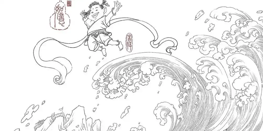 哪吒闹海(线稿)未完成