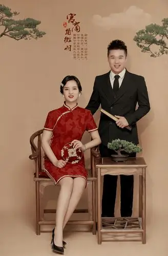 摄影师阿淼的婚纱摄影作品《旗袍工笔画》