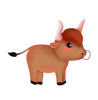 原创手绘可爱卡通动物牛 psd