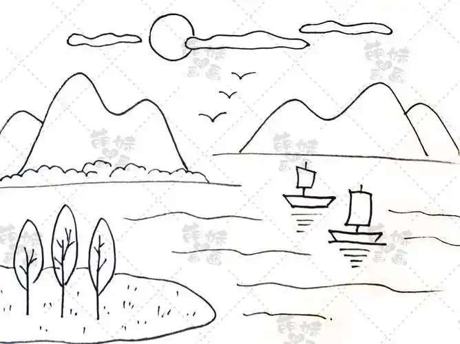 幼儿简笔画颜色简单风景