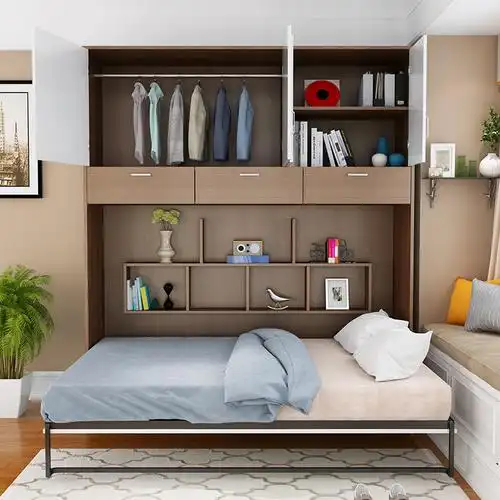 简约侧翻隐形床壁收纳储物折叠多功能隐藏柜床板式床