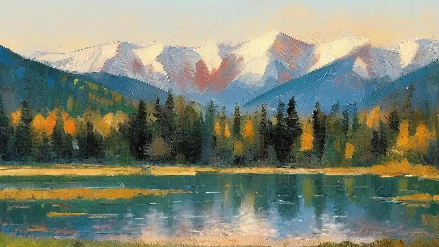 96油画风湖泊壁纸精选99 沉醉在油画风格的湖泊壁纸中,仿佛置身于