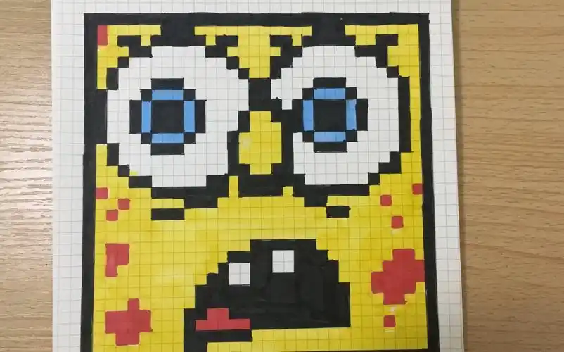 像素画 海绵宝宝 依然是因为喜欢笔划过纸的声音…所以没消…(中间