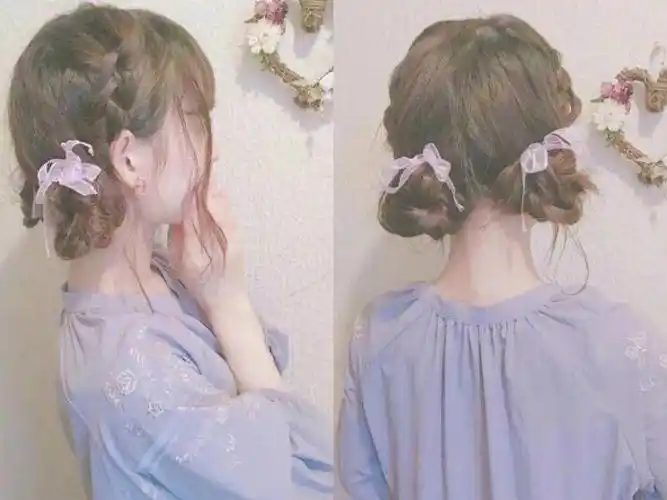 双马尾辫用仙气的发带扎起,你就是小仙女本仙了.