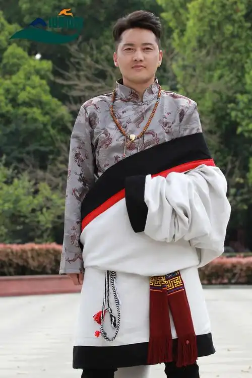 藏袍传统藏袍藏族服饰男士长袖上衣袍子正宗藏装西藏火