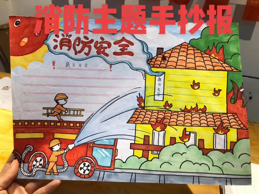 消防主题手抄报#消防安全 #消防安全手抄报 @李 @颜子画室 - 抖音