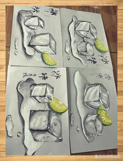 小画家们的冰块素描,晶莹剔透,仿佛能降温呢