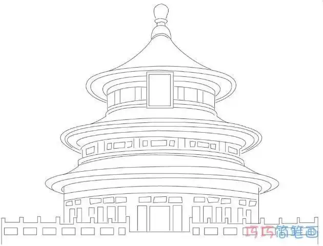 画简单的几笔教孩子画出北京天安门北京的地标性建筑简笔画故宫简笔画