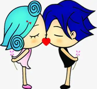 卡通接吻小情侣