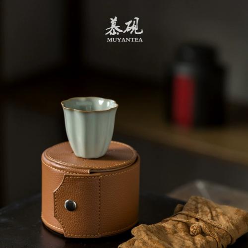 慕陶汝窑茶杯主人杯景德镇手作功夫茶具单杯开片可养豆青色汝瓷盏