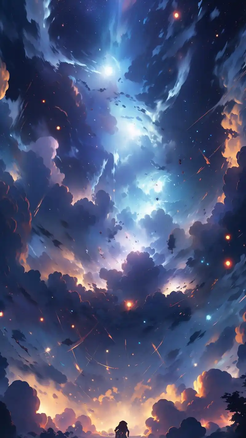 99仙气缭绕的星空云朵壁纸90 想要感受星空的浩瀚与云朵的梦幻吗?