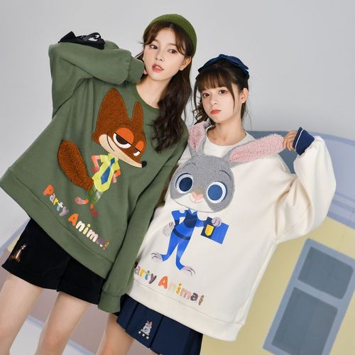 疯狂动物城原创森女部落朱迪尼克搞怪闺蜜装卫衣可爱加绒外套秋冬