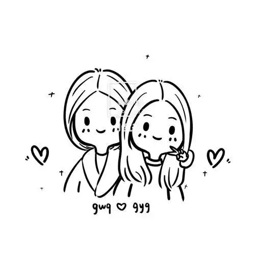 97原创定制头像可爱闺蜜照简笔画萌萌哒简笔画