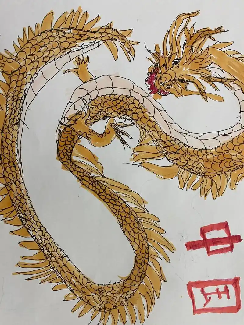 中国龙简笔画 圆珠笔画龙93