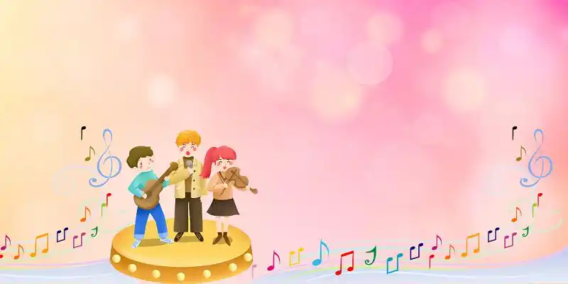 唱歌跳舞展板背景图音乐背景粉色卡通音乐小报手抄报黑色背景下钢琴键