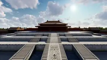 4k3d故宫漫游航拍视频素材舞台背景