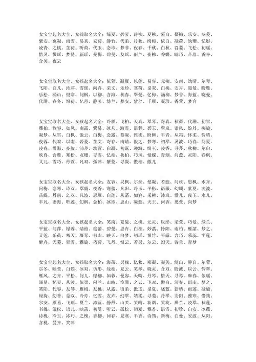 女宝宝起名大全女孩取名大全