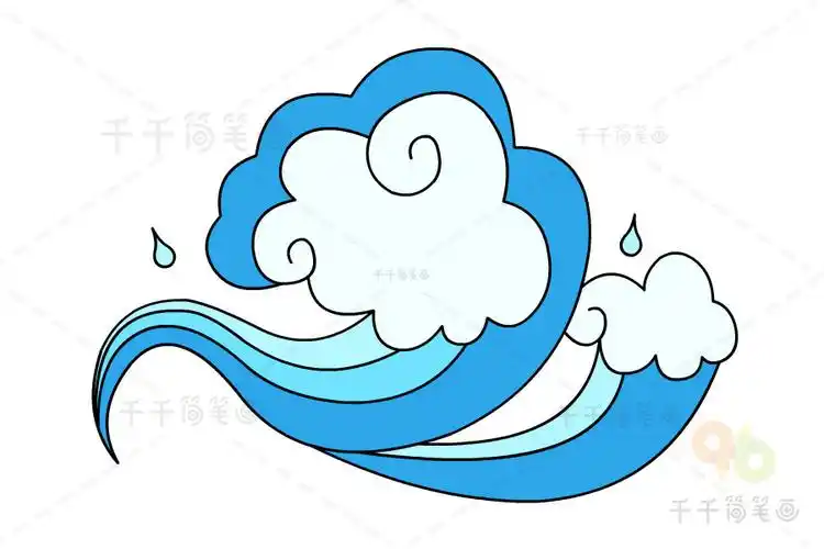 浪花简笔画图片_海浪简笔画