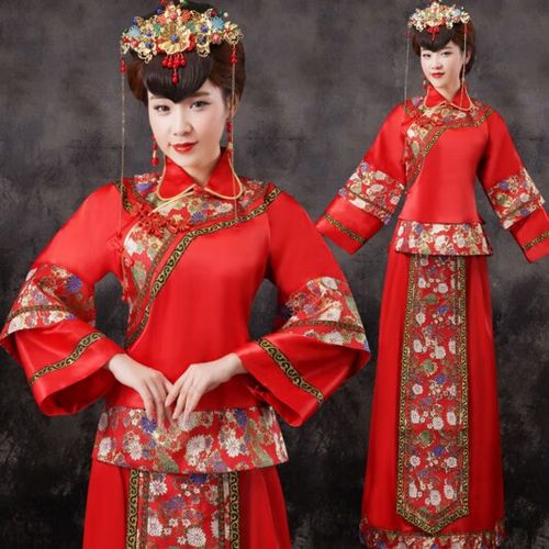 馨兰芙曼 中国风唐朝服装女古代古装红色新娘新郎中式结婚喜服婚礼