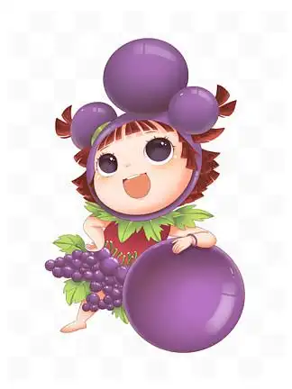 卡通水果葡萄 i>女 /i> i>孩 /i>形象ip手绘可爱二次元