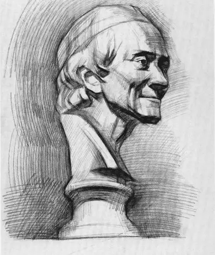 伏尔泰石膏像素描步骤-美院帮