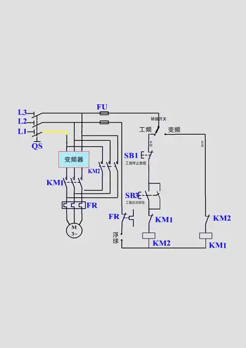 变频器控制图 工变频接线图 一拖一/二/三/四 配电柜电路图纸
