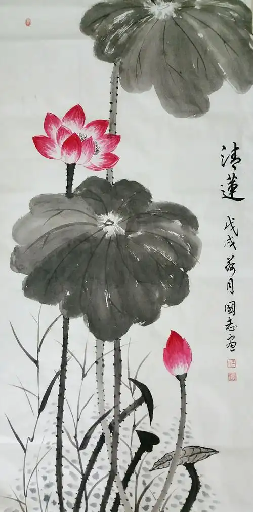 荷韵一一国画荷花