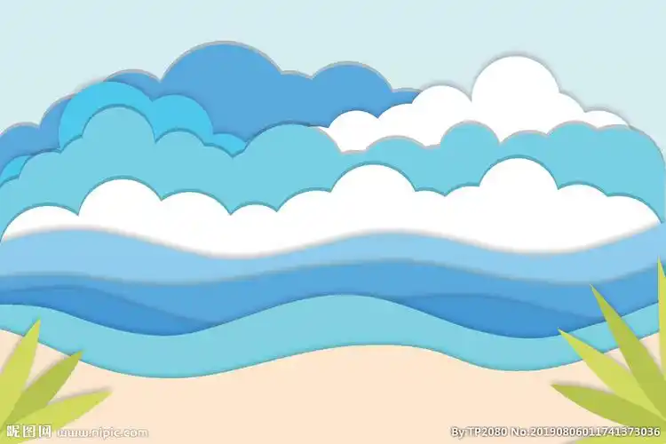 简约手绘大海沙滩图片