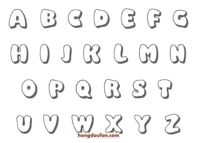 14张卡通英文字母表!有趣的字母表打印-红豆饭小学生简笔画大全