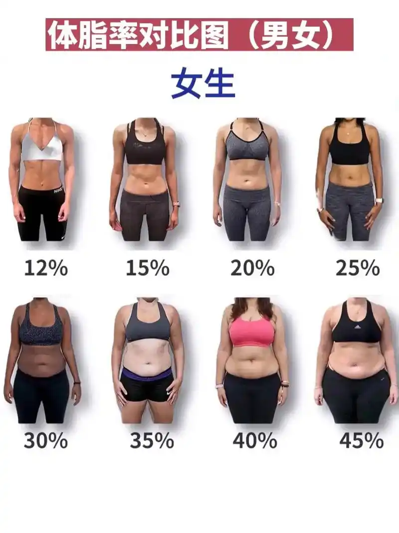 体脂率对比图(男女)体脂率对比图(男女),你的体脂率在多少? - 抖音