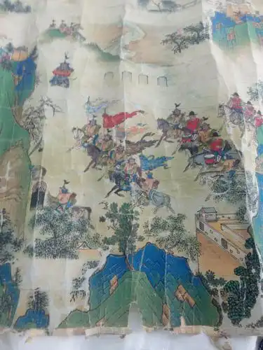 元佚名绢本行军图,长285宽45公分.