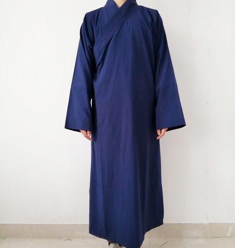 贺杨喻道家用品竹节麻衣服道士服装男女道服道袍长褂长袍道袍黑色藏青