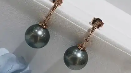 京润珍珠大溪地黑珍珠耳坠